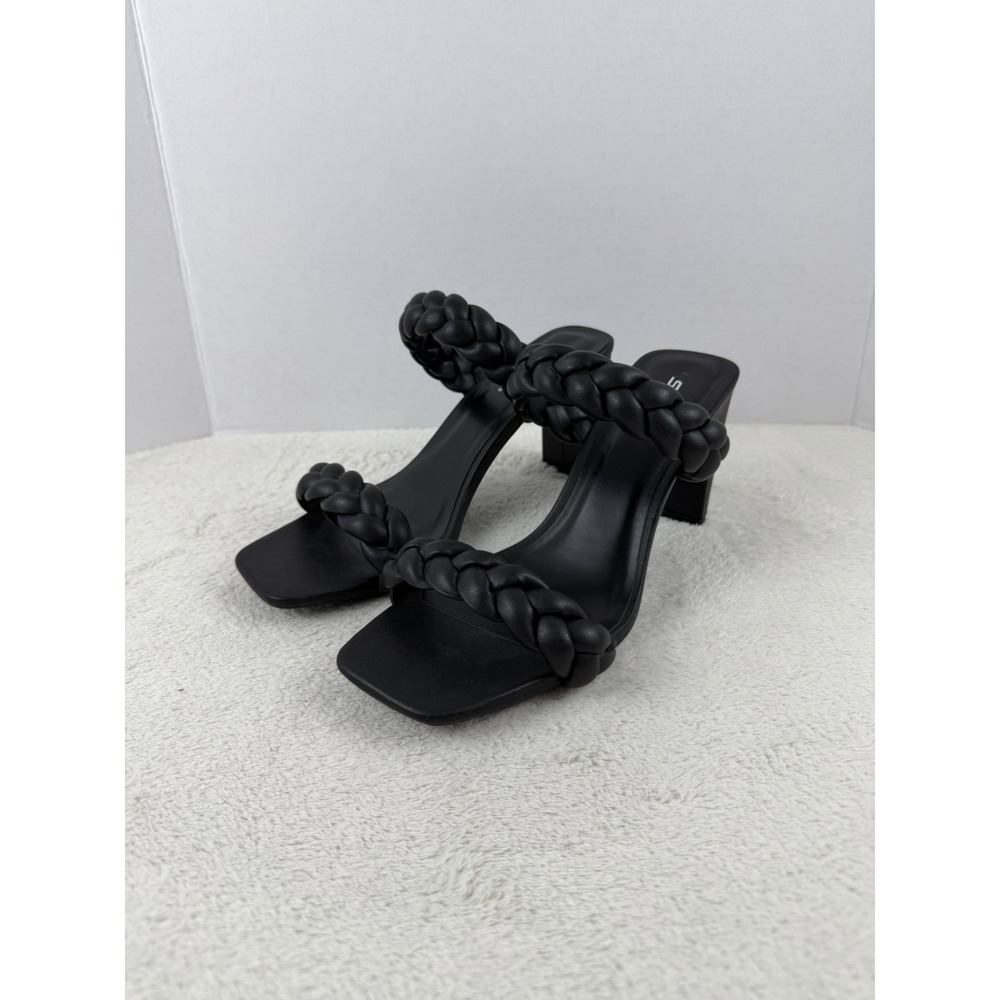 Soda Women's Double Braided Heeled Square Toe Block Heel Sandals Size 8.5